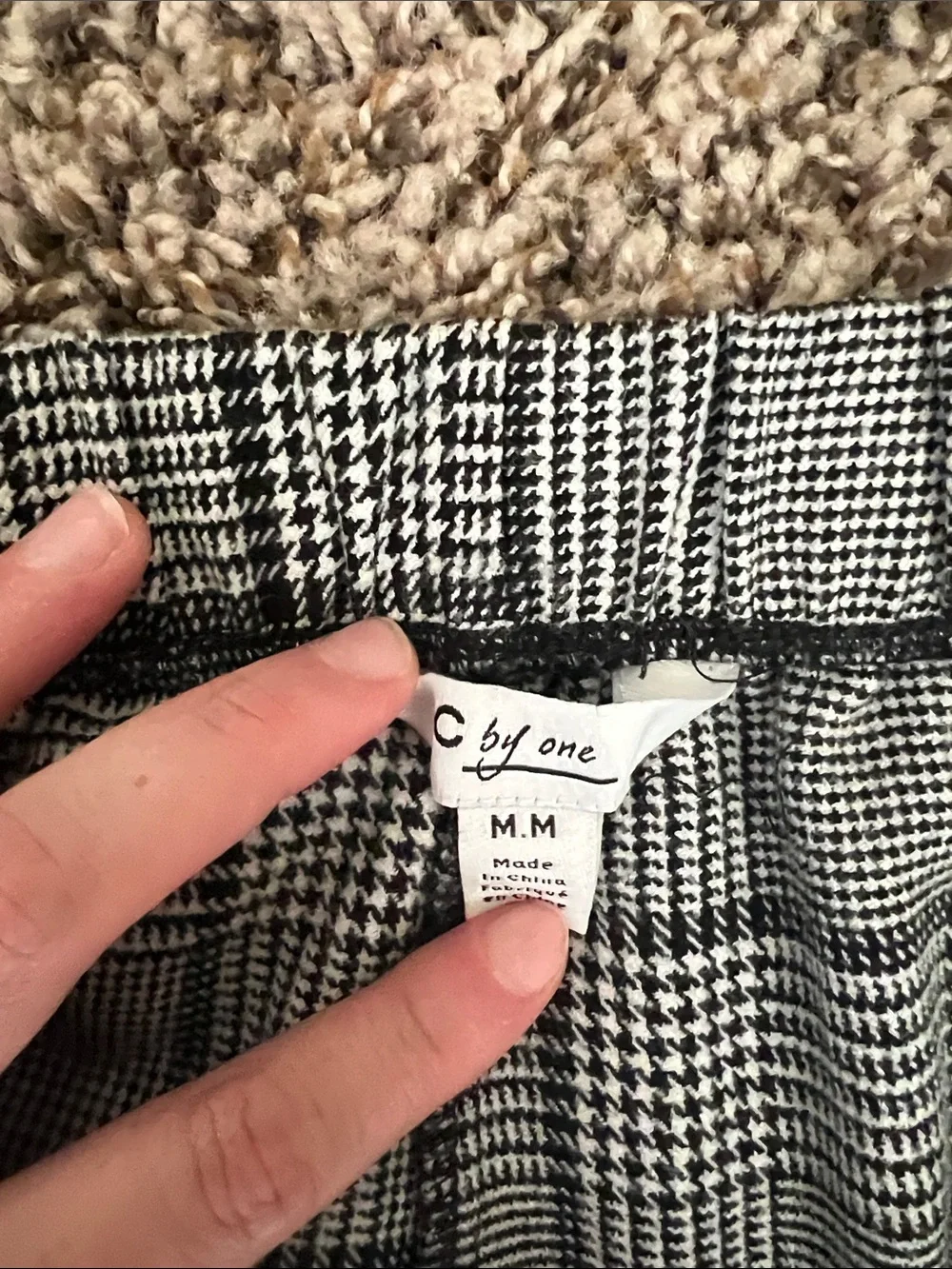 Women's Gray Plaid Drawstring Trousers